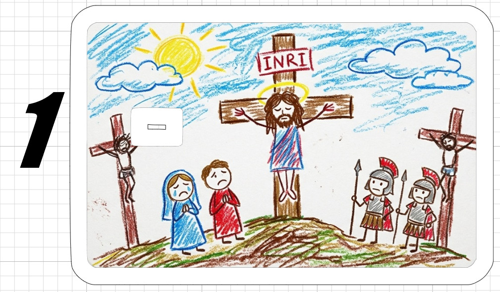 Toddler Art Jesus Christ Gift Credit Debit ATM Card Skin Sticker God Love Cross