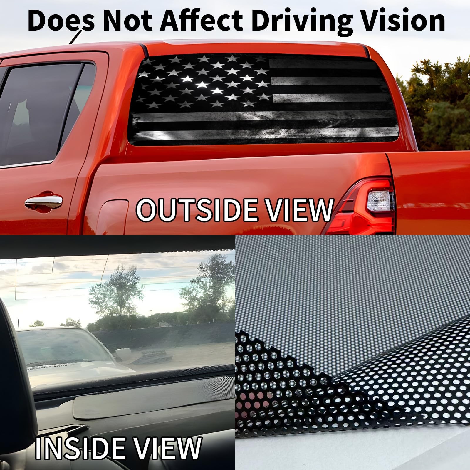 American Flag Window Decal for Trucks 65×17.3 in Rear Truck Decor