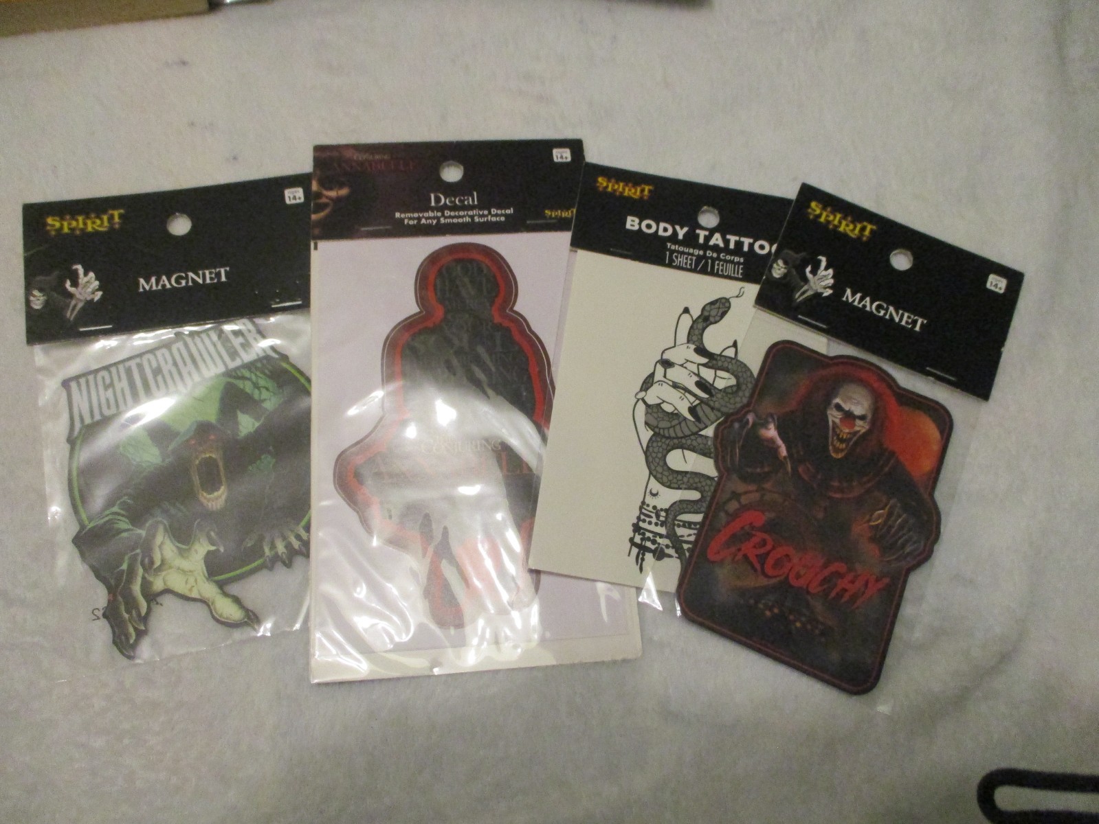 Lot Of 4 Spirit Halloween: Decal! Tattoo!! 2 Magnets!!!! FREE SHIPPING!