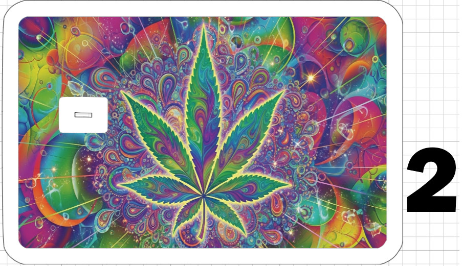 Acid Trip Weed Leaf ATM Debit Credit Sticker Skin 420 USA Trippy Retro Groovy