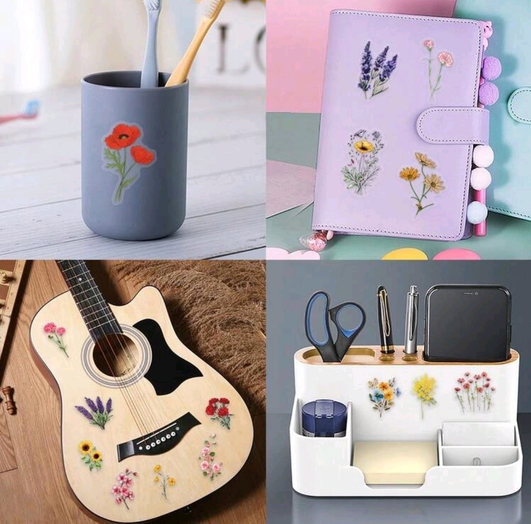 30 Pcs Waterproof Floral Vinyl Multicolor Wildflower Decals Stickers