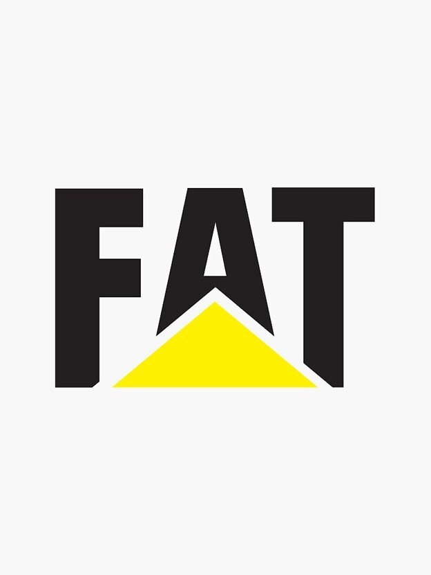 Construction Hard Hat, FAT (Caterpillar) Funny Vinyl Die Cut Sticker