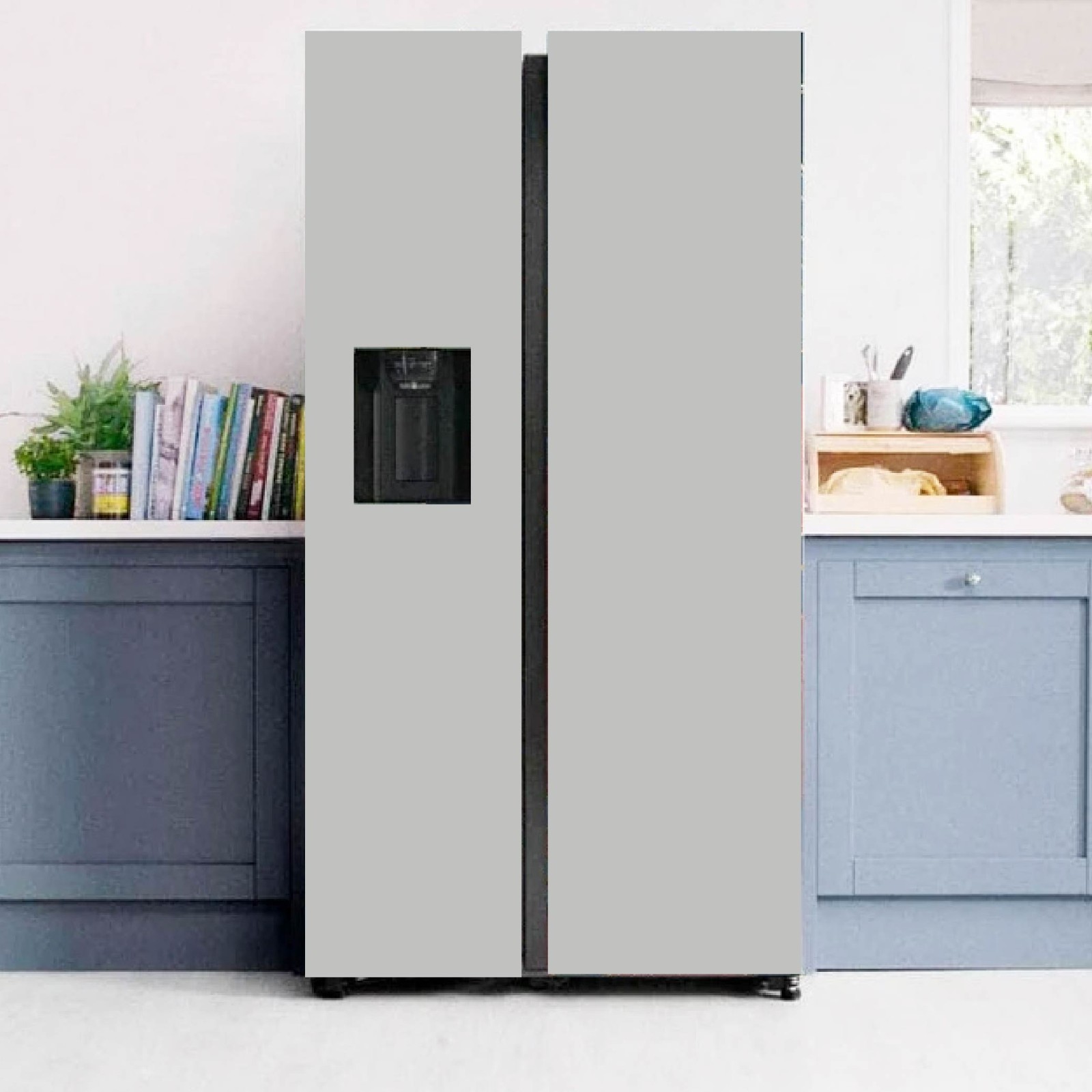 Light Gray Fridge Wrap Removable Waterproof Vinyl Cover