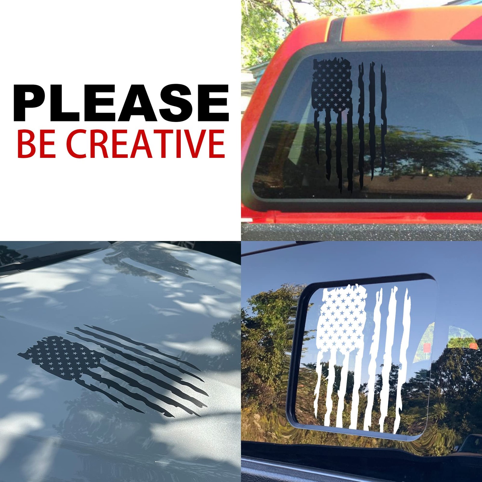 American Flag Truck Decal Vinyl Tailgate Sticker for Cars and Walls 16x9in