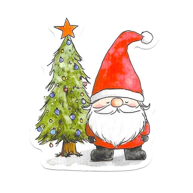 Christmas Gnome Sticker Vinyl Die Cut Decal Scrapbooking Journal Tree Holiday