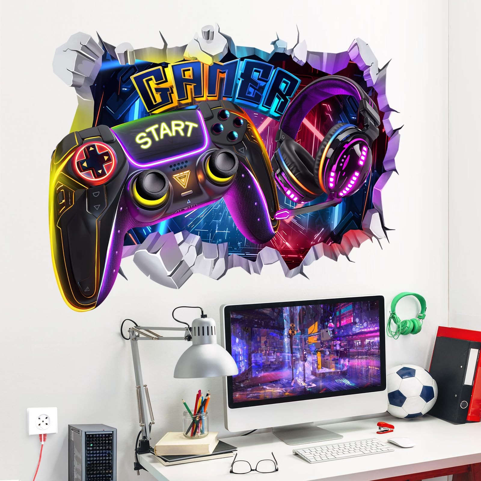 Large 3D Game Wall Decals Gamer Controller Video Gaming Joystick Wall Sticker…