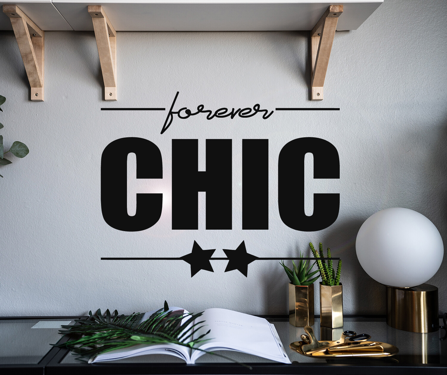 Vinyl Wall Decal Letter Forever Chic Words Home Stickers 22.5 in x 17 in gz044