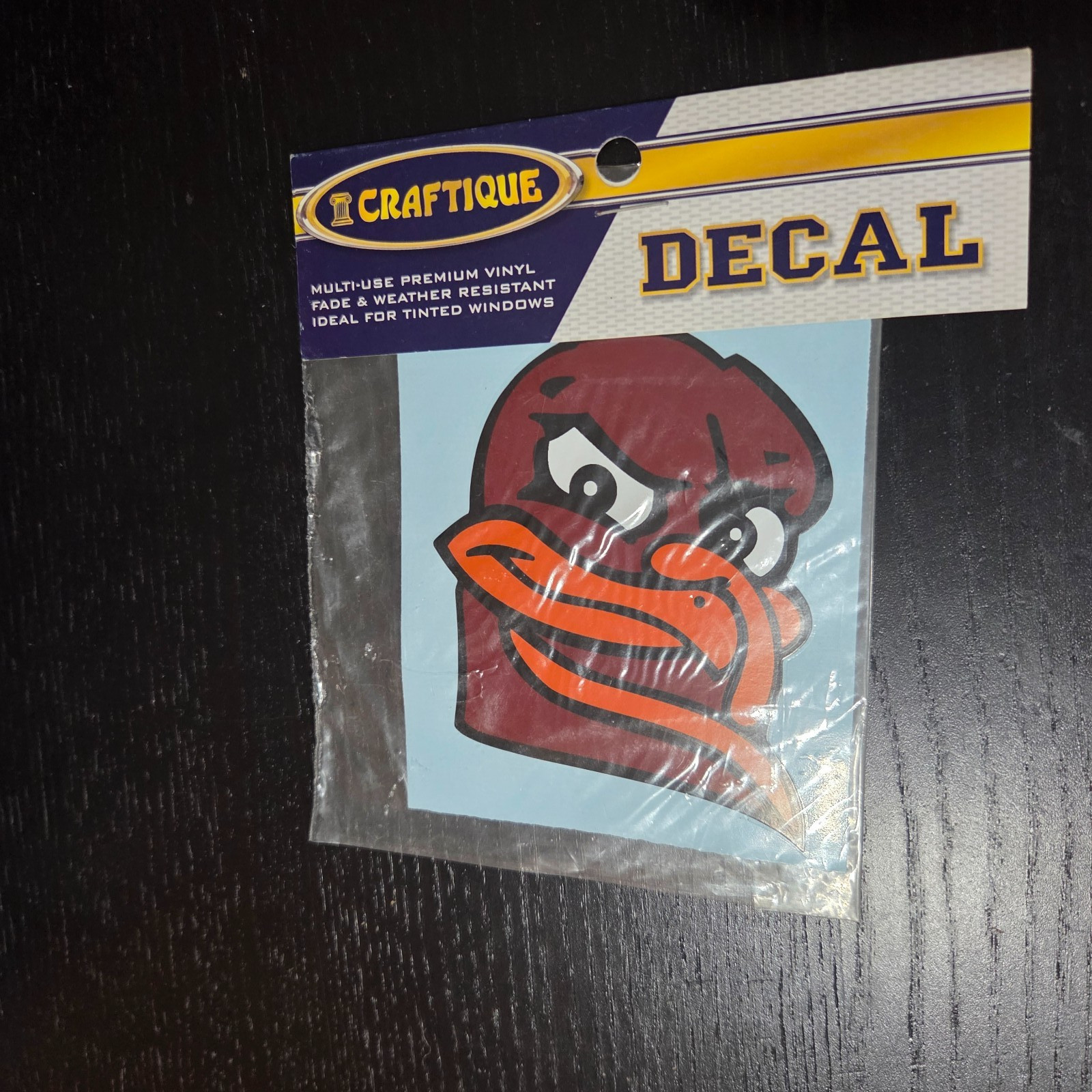 Craftique Virginia Tech Hokie Head Vinyl Decal Sticker 3.5" Tall Fade Resistant