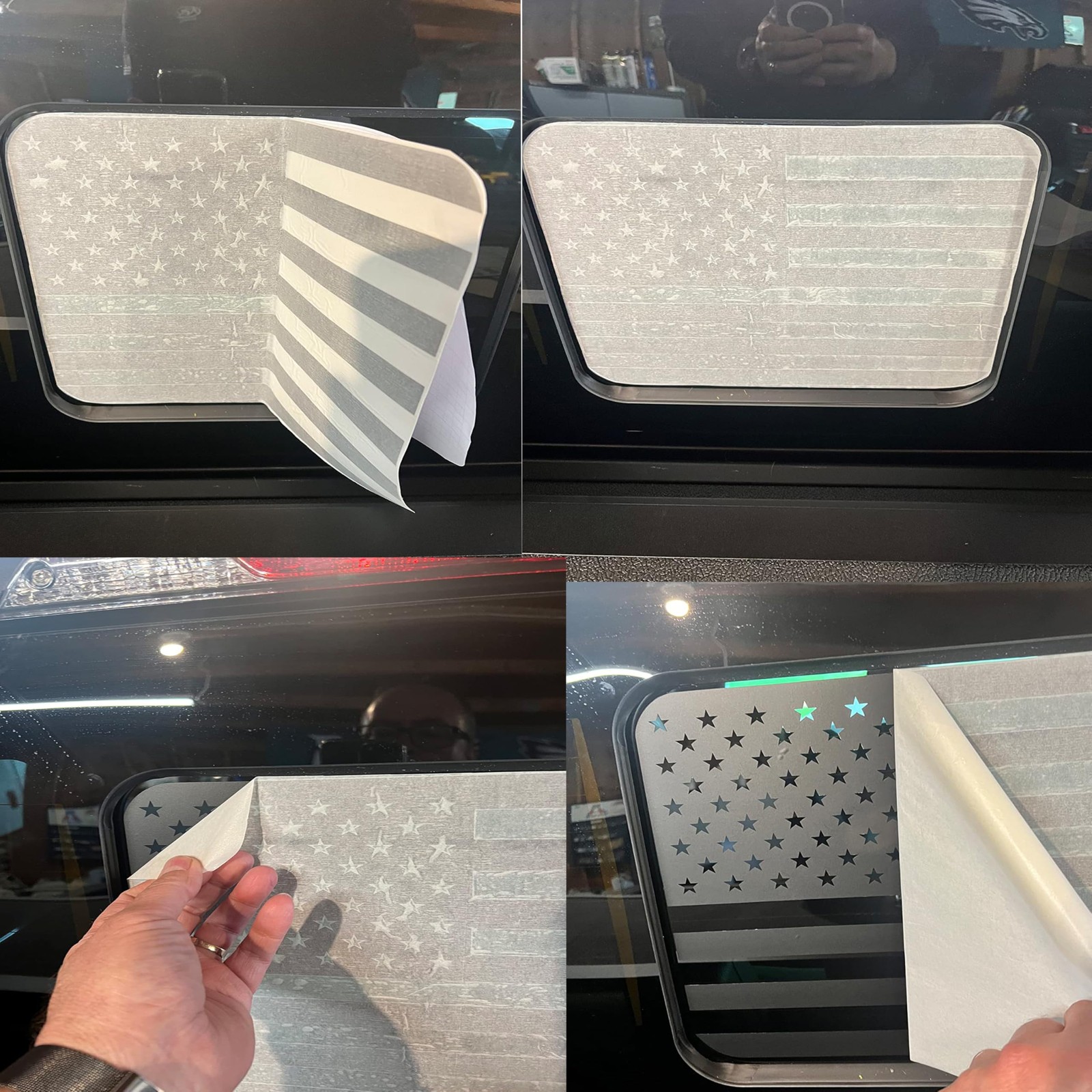 for Chevy Silverado/GMC Sierra 2019-2024 Back Center Sliding Window USA Flag