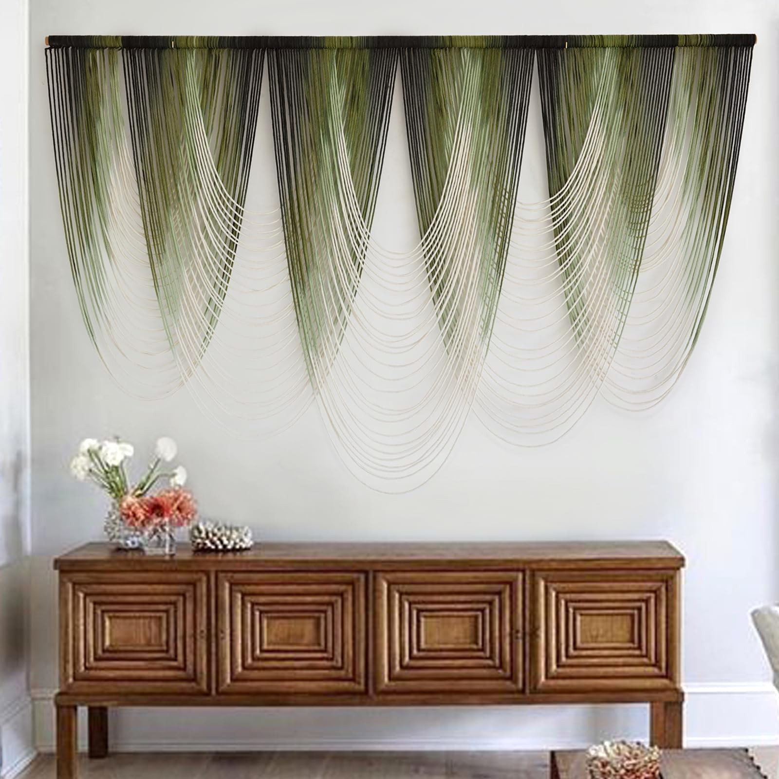 Macrame Wall Hanging Dip-Dyed Large Macrame Wall Decor Yarn Tapestry 57" W x …