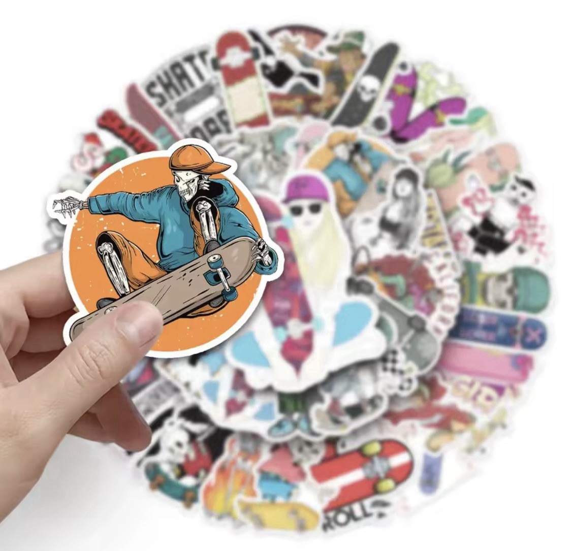 Skateboard Style Stickers 50pk Mixed Matte Stickers Skateboarding FREE SHIPPING