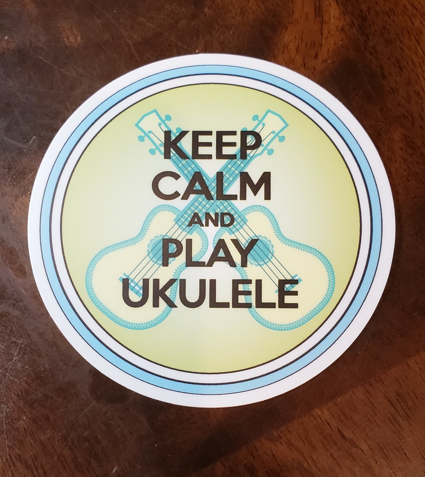 KEEP CALM AND PLAY UKULELE opaque Sticker UV Resistant Vinyl 3 inch