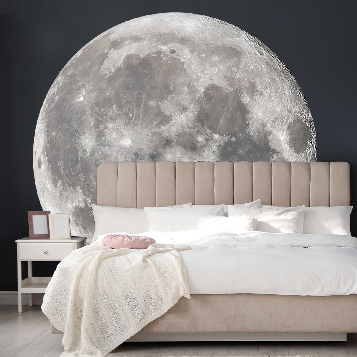6 Sheets Large Moon Wall Stickers Full Moon Decor Wall Decals Peel and Stick Wal