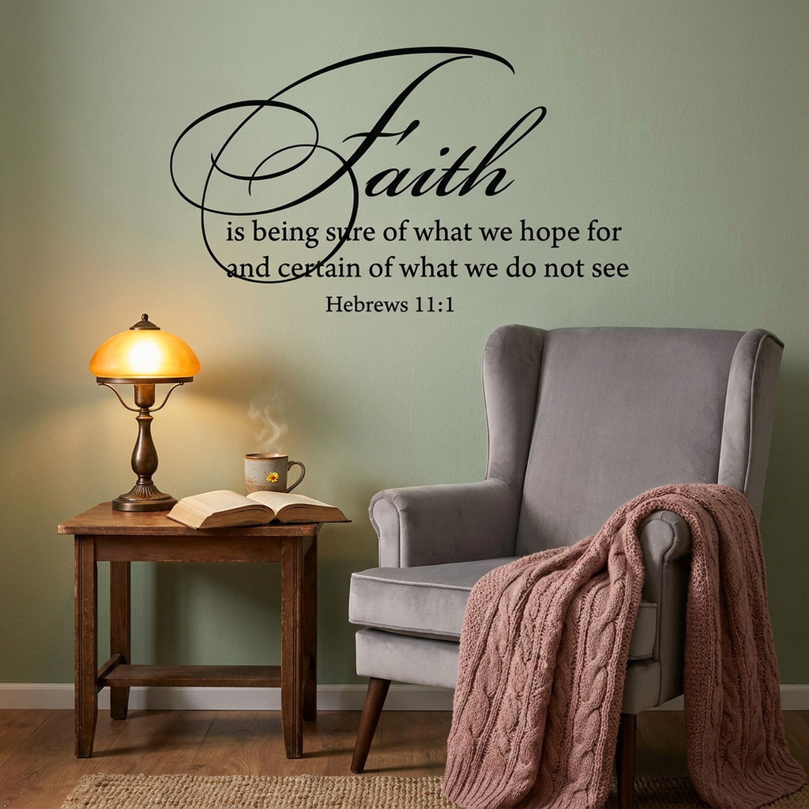 Hebrews 11:1 Faith Wall Decal Inspirational Bible Verse Vinyl Sticker for Home