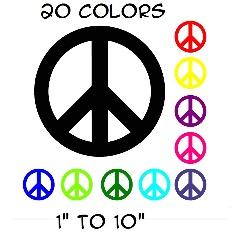Peace Sign Sticker Vinyl Decal – Love Symbol Car Window Bumper Hippie 1" to 10"