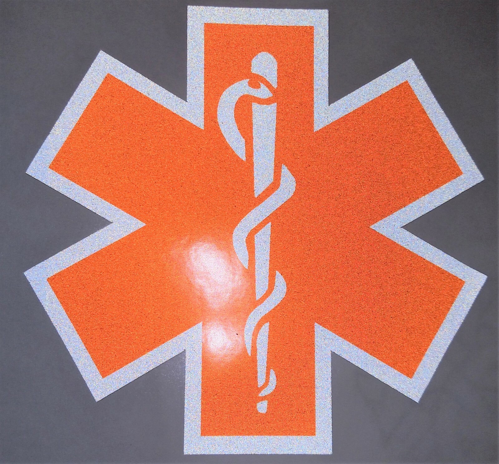 Orange Reflective Vinyl Star Of Life Car or Fire Helmet Decal EMT multiple sizes