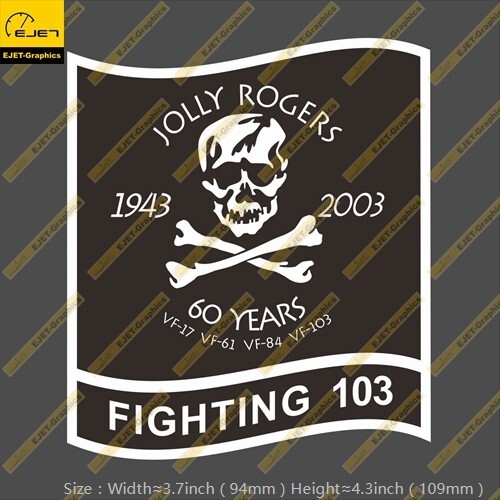 Jolly Rogers VF-103 60 YearsVinyl Sticker Luggage laptop Car Motocycle Skatebord