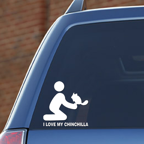 I Love My Chinchilla with person – Vinyl Decal – FREE S&H