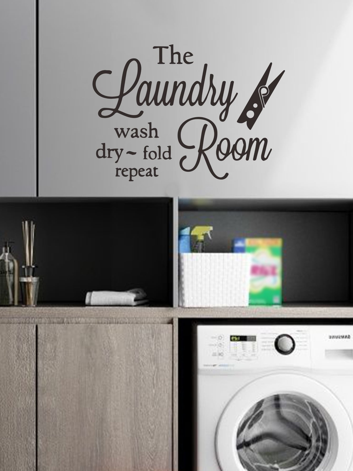 Slogan Graphic Wall Sticker Laundry Room Art Wall Stickers Vinyl Removable