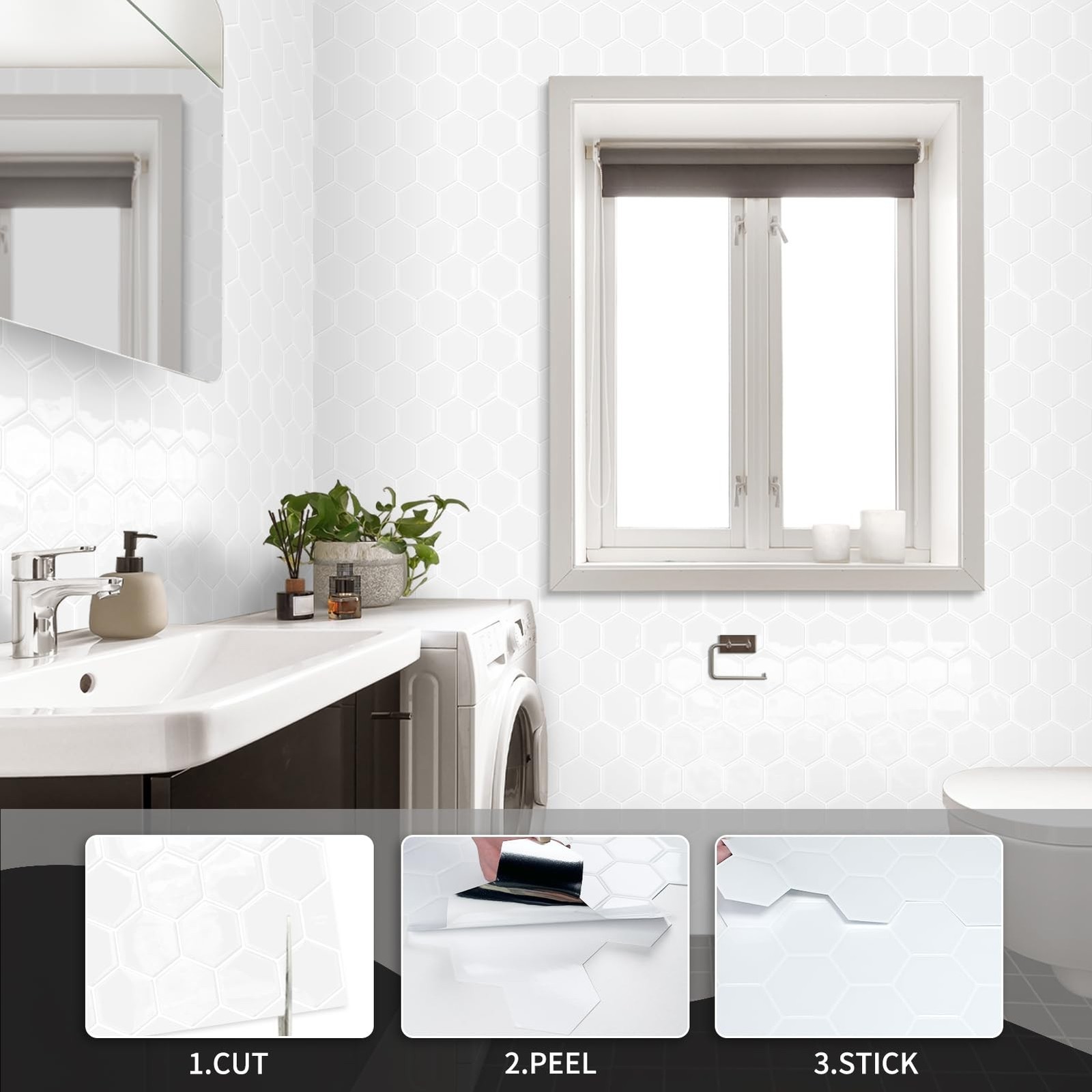 10-Sheet Hexagon Peel and Stick Kitchen Backsplash Tiles,Honeycomb Waterproof…