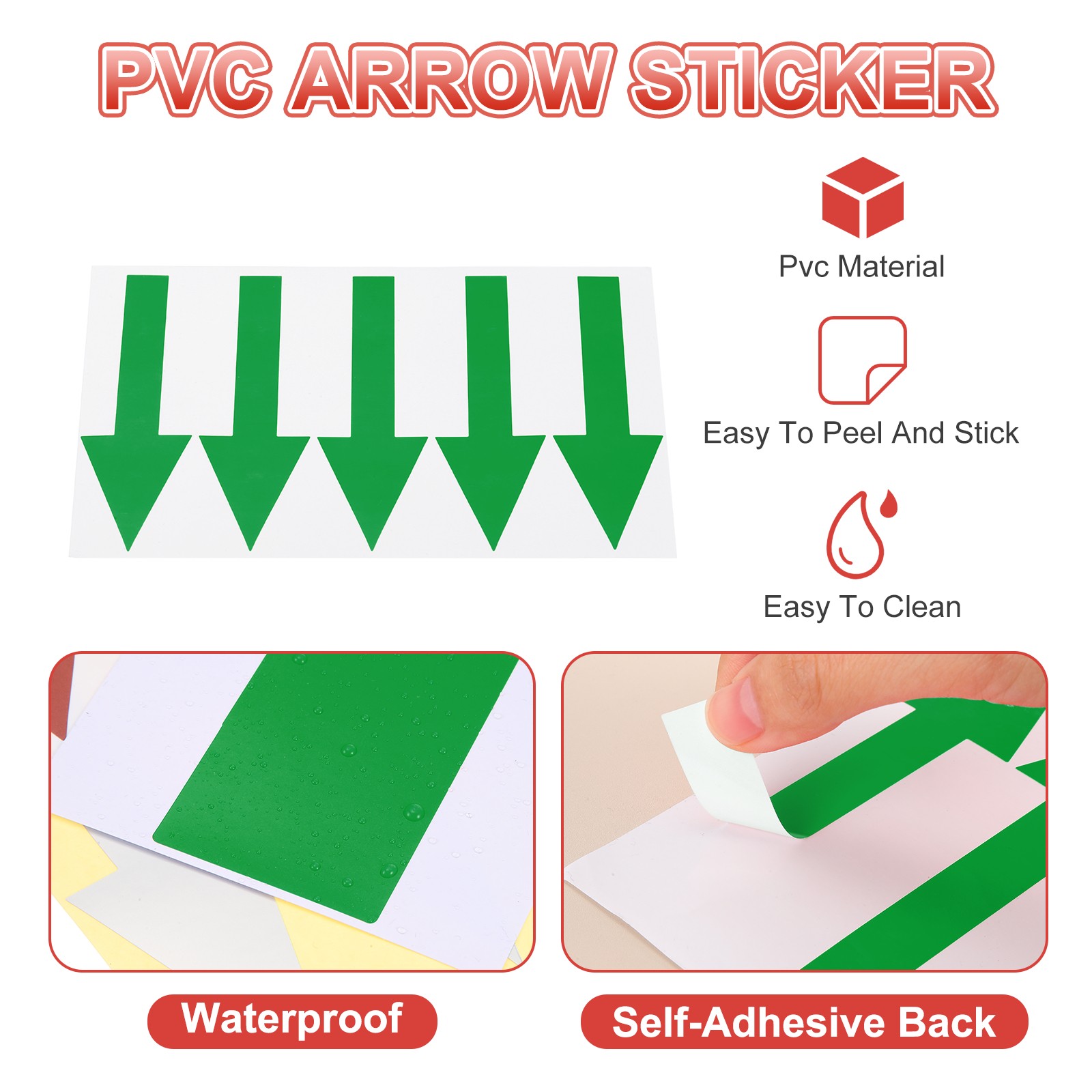 Arrow Sticker, (6×1.5 Inch, Green) (80 Pcs), Waterproof Arrow Sign Sticker