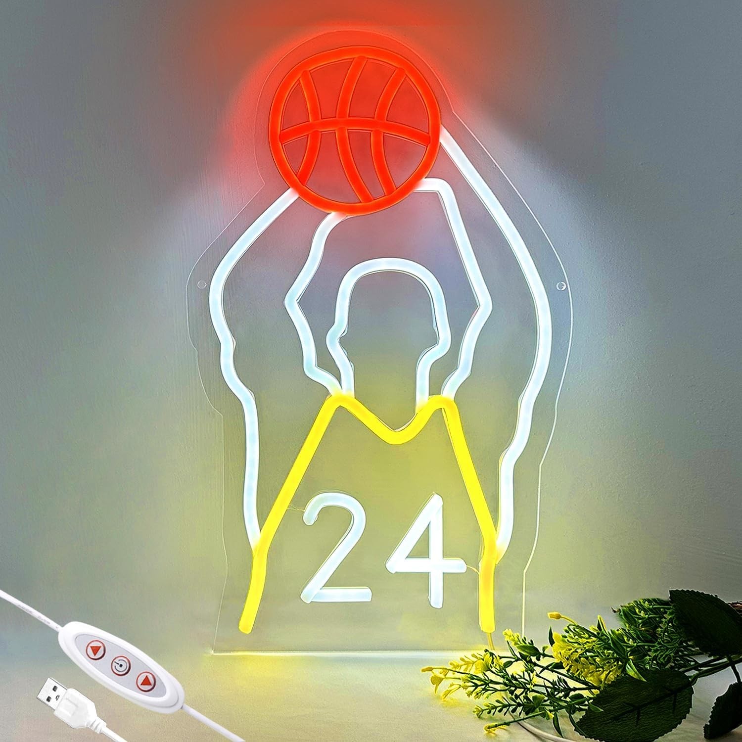 Basketball Neon Signs,Dimmable LED Neon Sign for Wall Decoration, USB Powered…