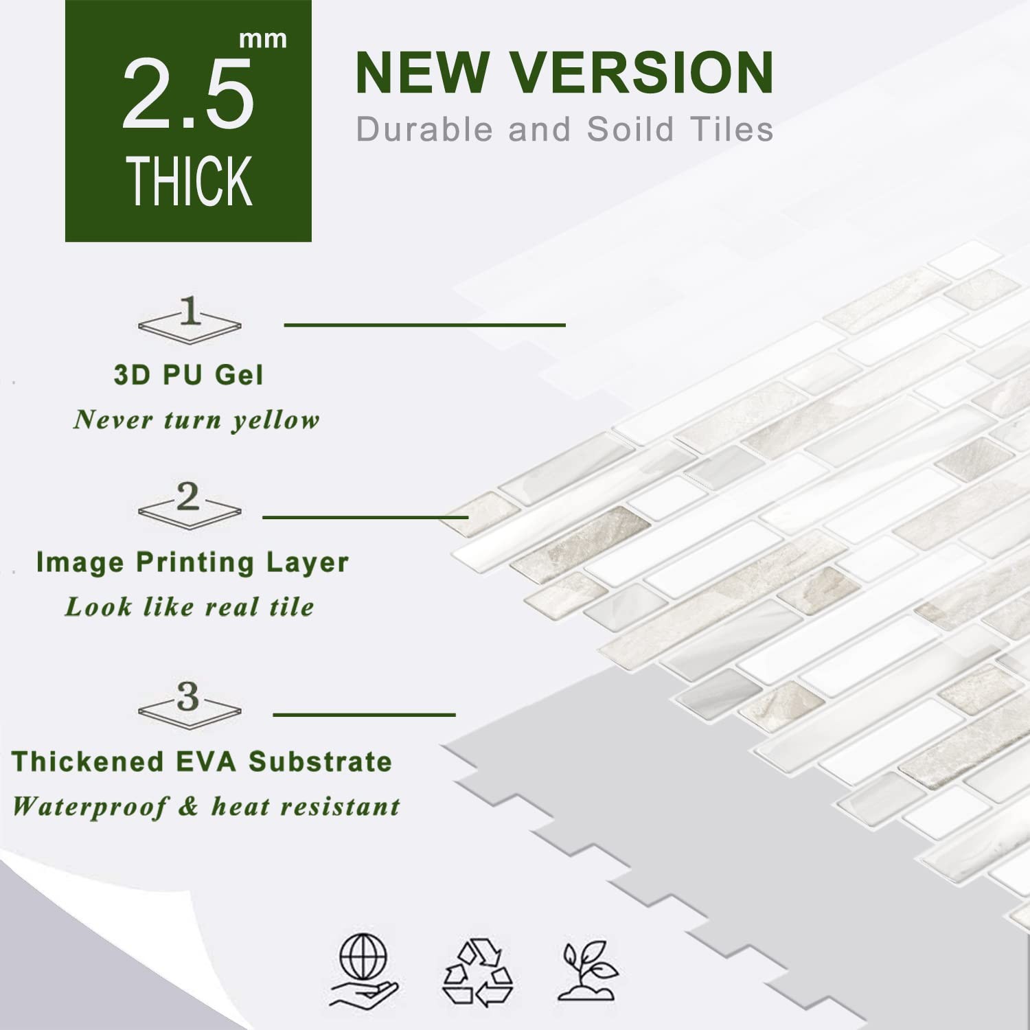 Thicker Design Peel and Stick, Self Adhesive Stick On Tile Backsplash for Kit…