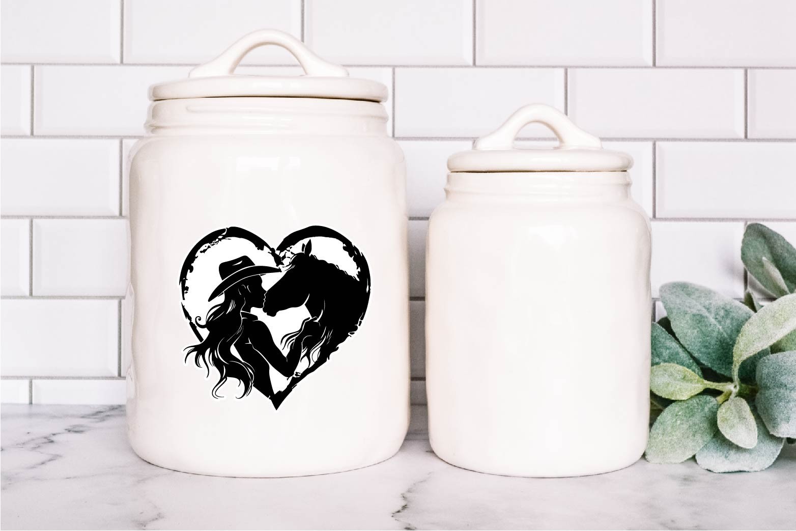 Cowgirl Kissing Horse Heart Decal Sticker Girl Country Life Western Farm Love
