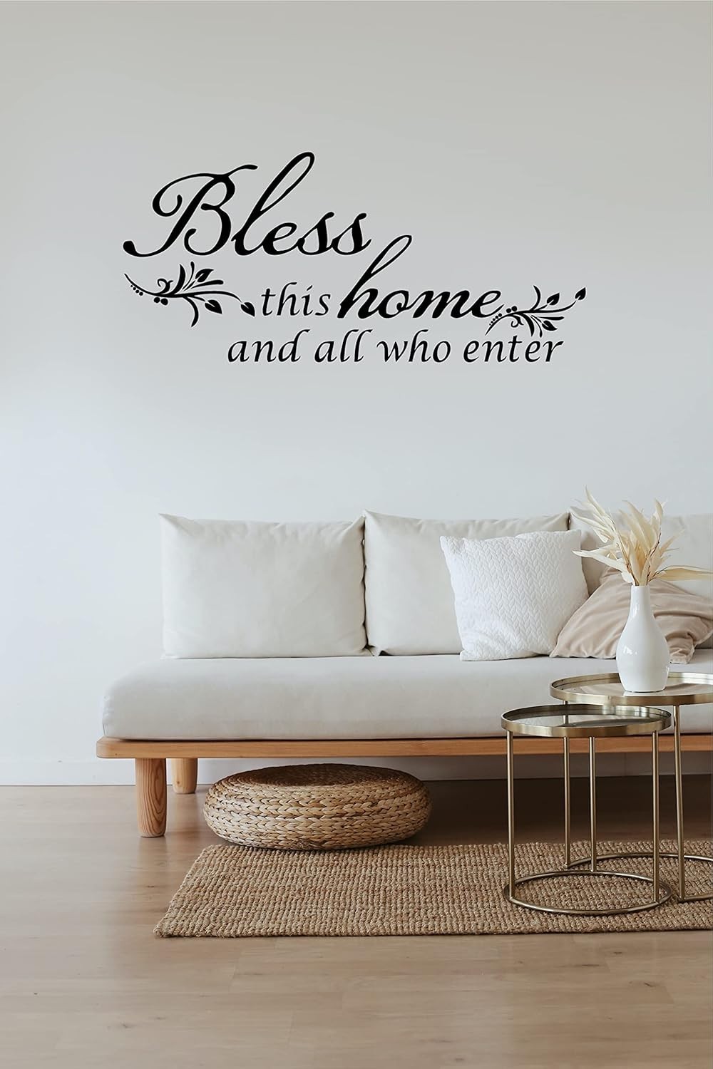 Bless This Home and All who Enter Vinyl Wall Decal Entryway Living Bible Verse