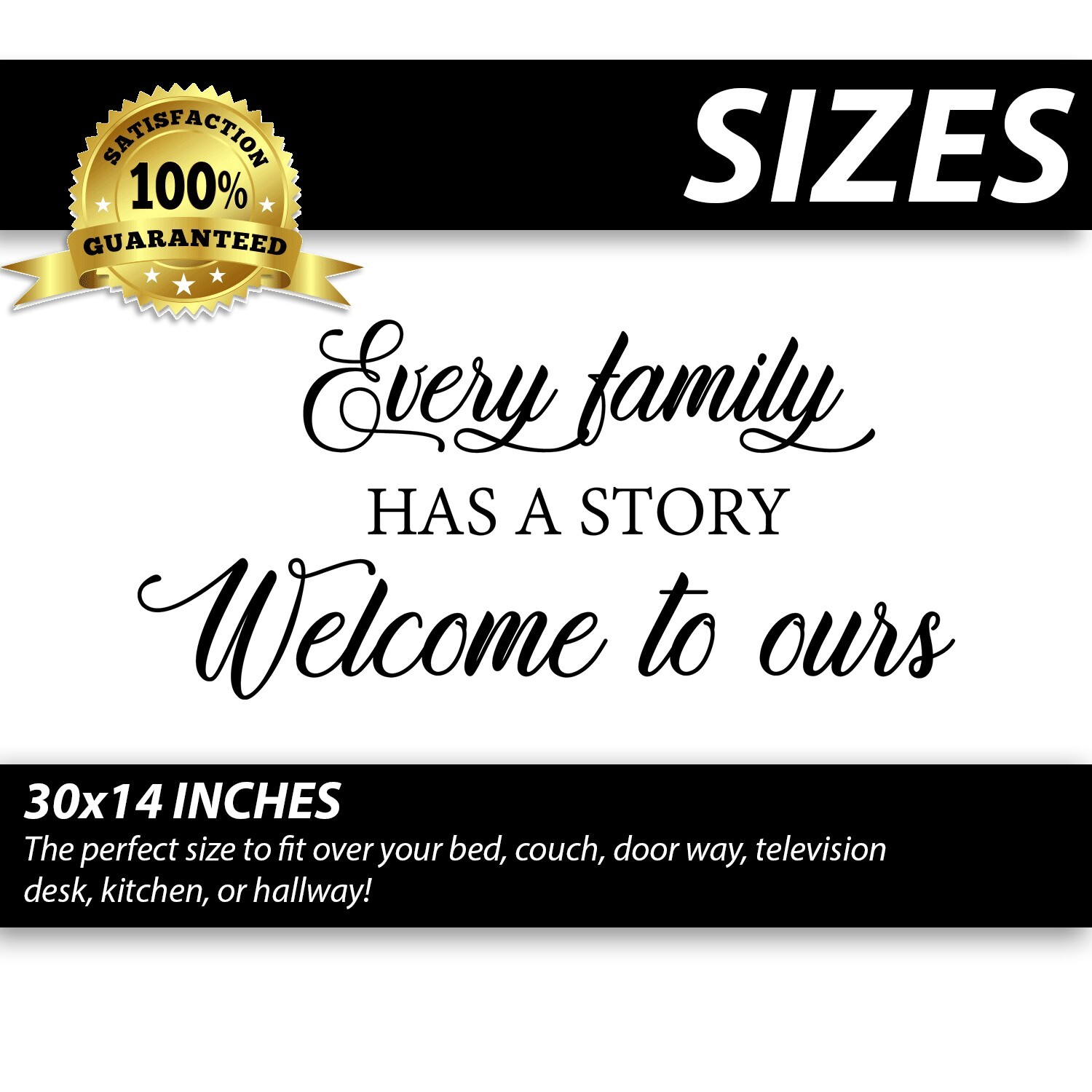 Every Family has a story Welcome to Ours Family Wall Decal Sticker Quote