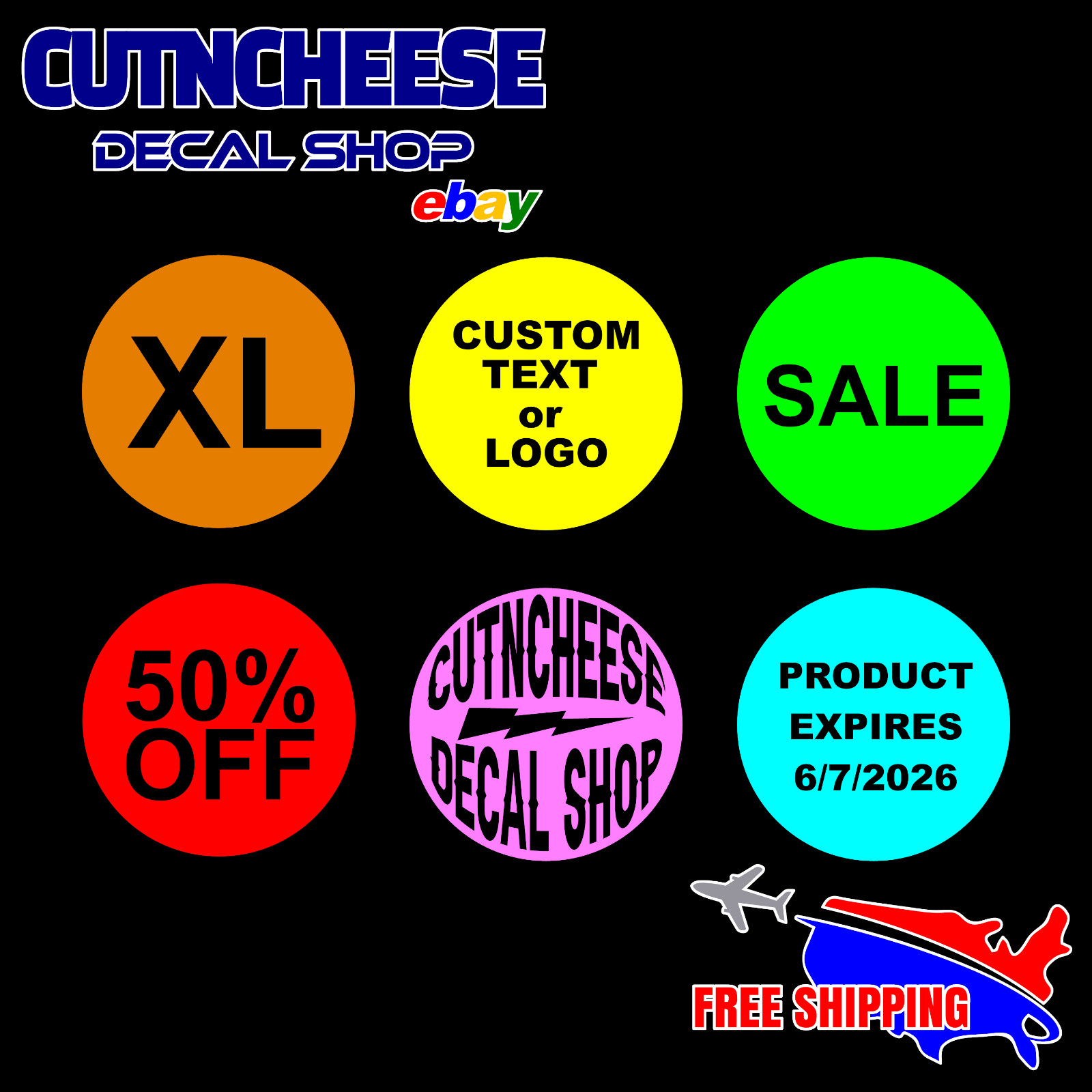 Custom Printed Labels, Basic Black Print Only – 100 PCS 3" Labels