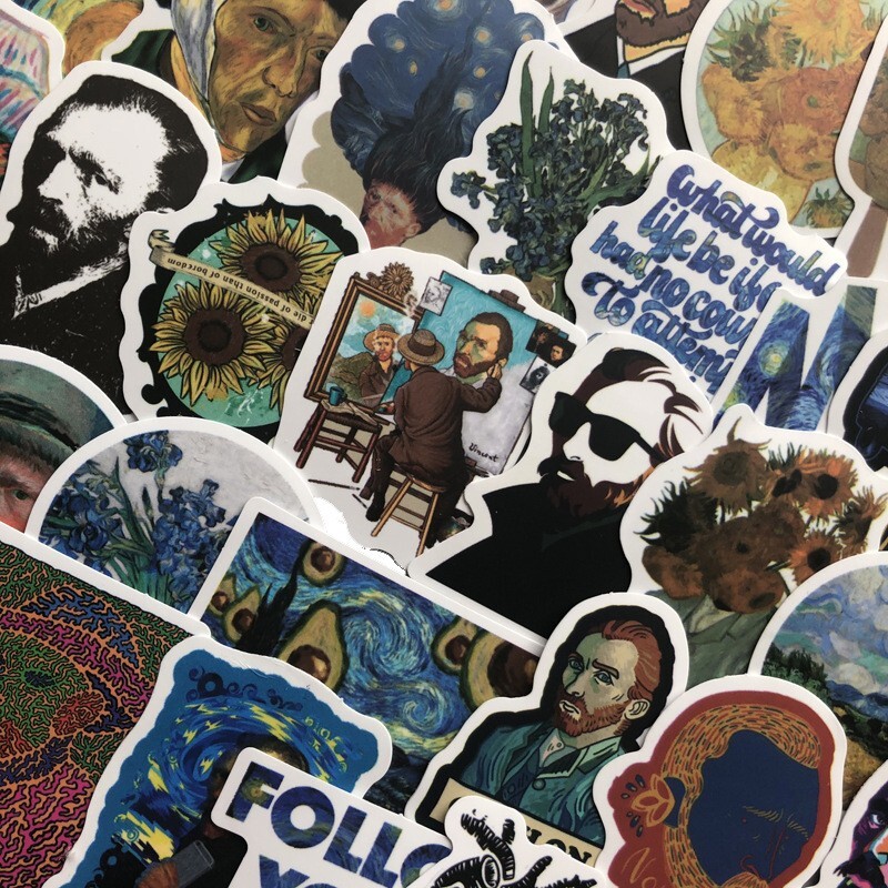 90pcs Famous Painting Vinyl Stickers, Artist Monet Van Gogh,007009