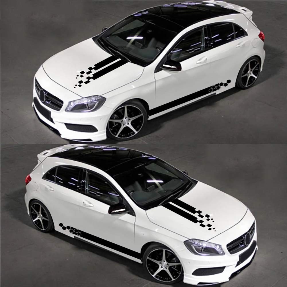 RoJuicy 5 Pieces Vinyl Car Side Stickers Decorative Auto Body Racing Sports D…