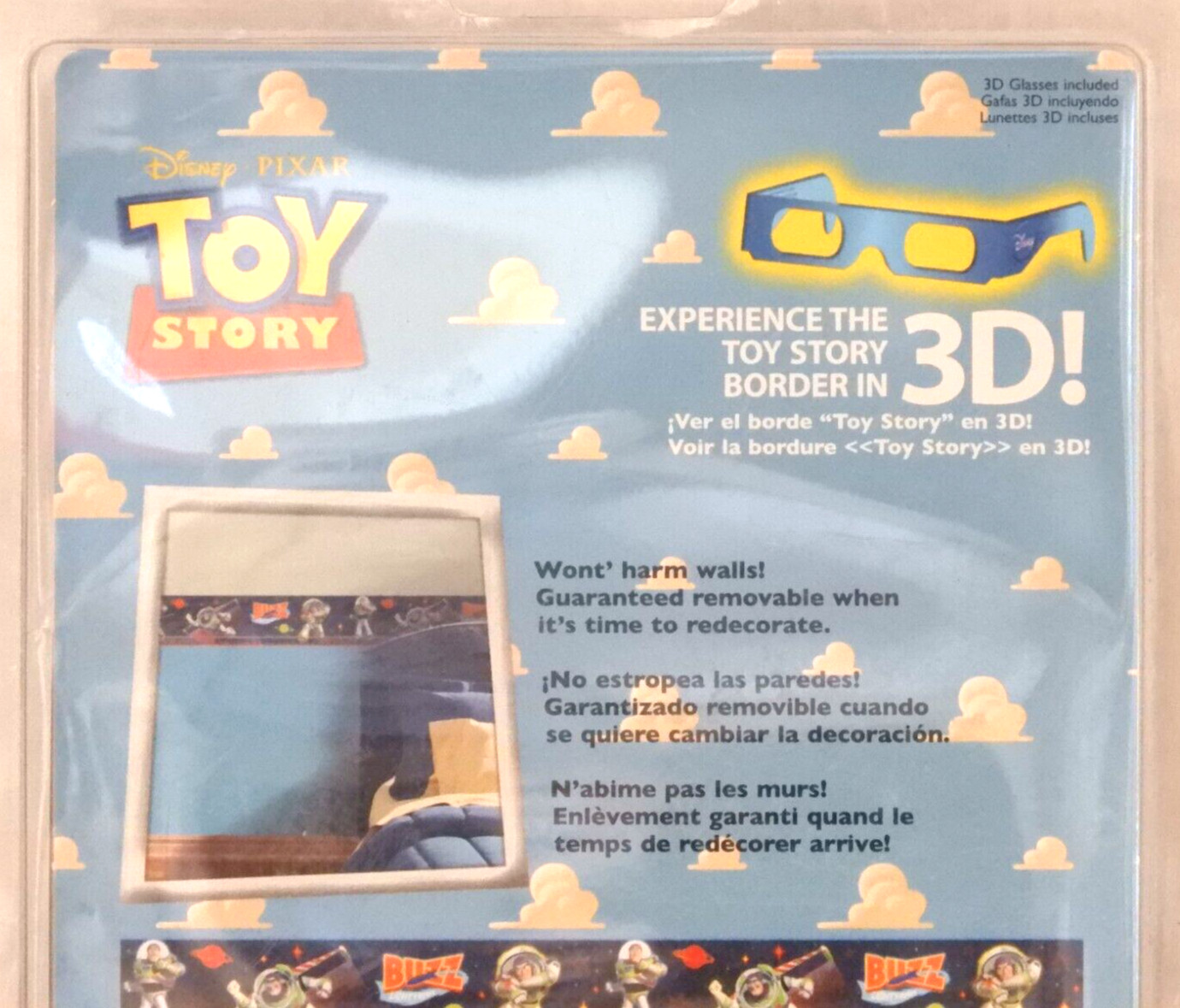Set of 3 Disney Toy Story 15-foot Wall Border Decor for Kids Bedroom 5" tall