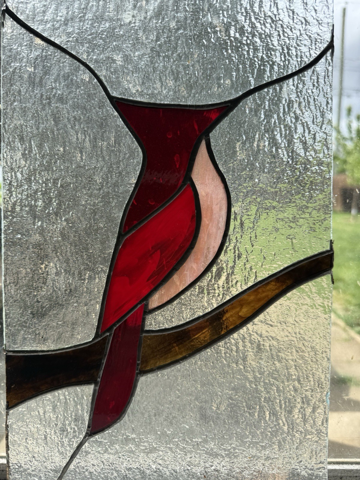 Stained Glass Bird Cardinal Window Panel 8”x12”