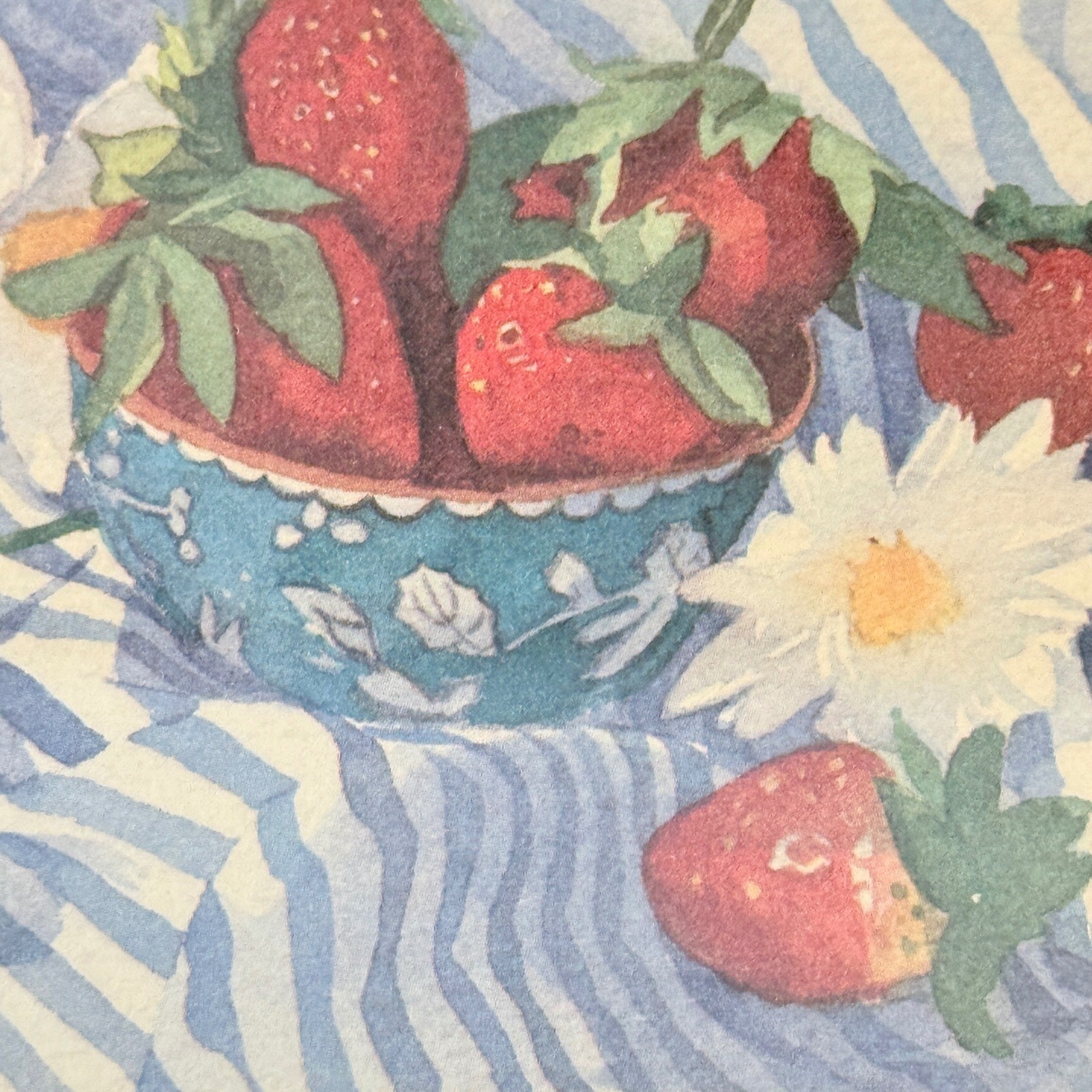 Amelia Rose Smith Daisies with Strawberries Framed Floral Print 14" Cottagecore