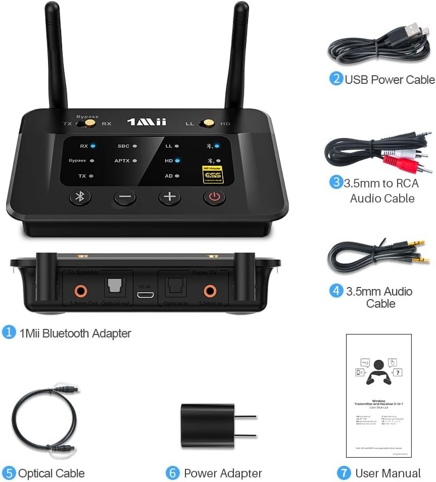 Bluetooth 5.3 Transmitter Receiver for Home Stereo TV, HiFi Wireless Audio Adapt