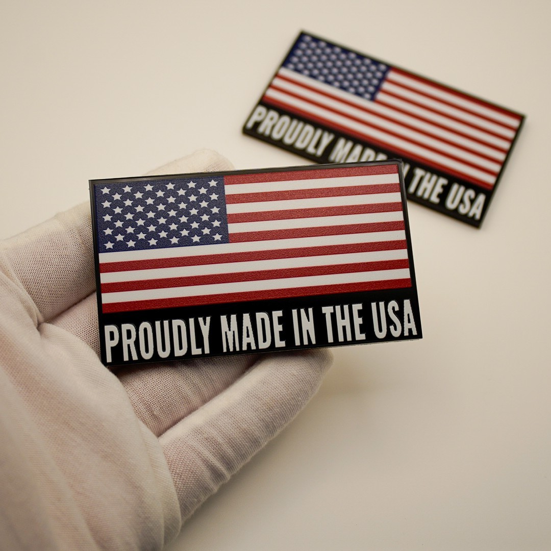 Made In The USA 3D Acrylic Emblem Badge American Flag Toolbox Garage Fenders 2PC