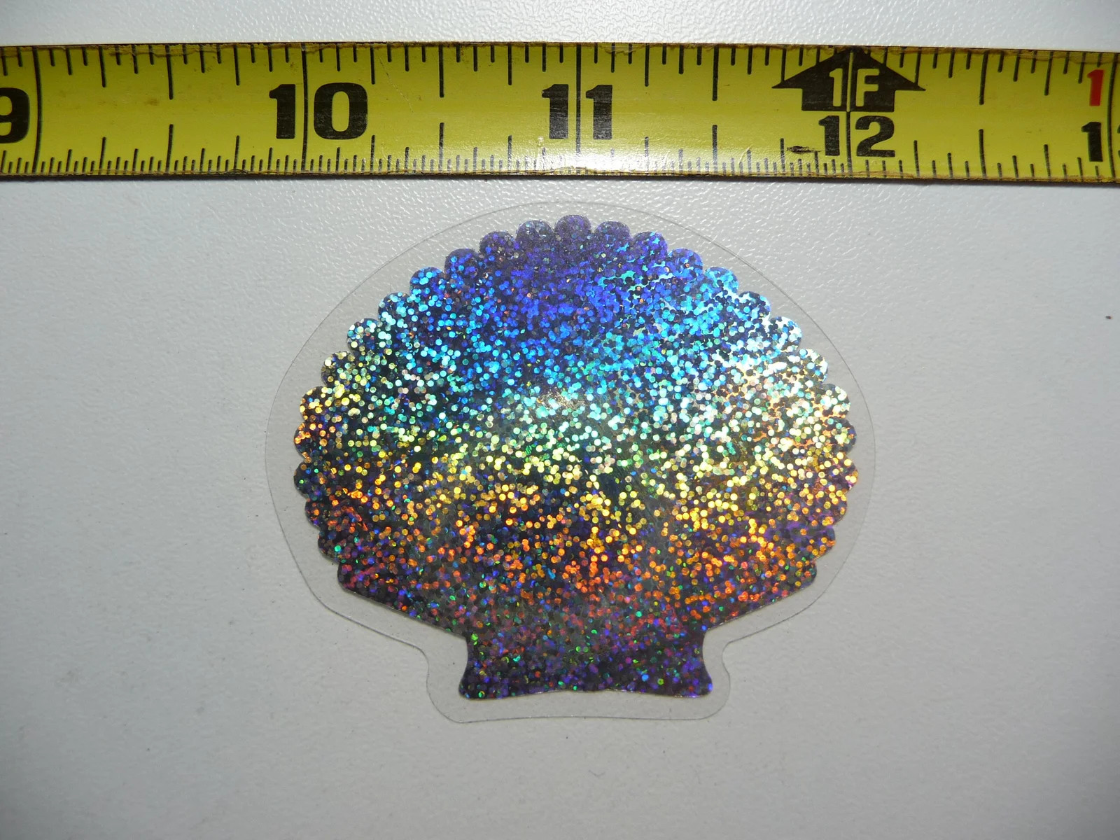 HOLOGRAPHIC SCALLOP SHELL SMALL STICKER DECAL OCEAN SEA LIFE SPARKLE