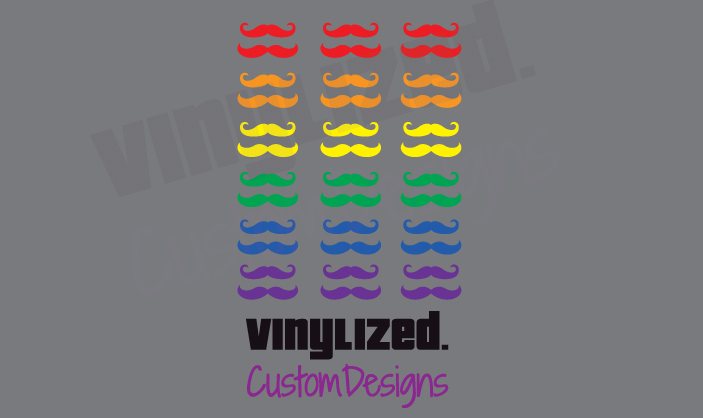 36x Mustache Stash Wall Rainbow Electric Outlet Funny Vinyl Sticker Decal Humor