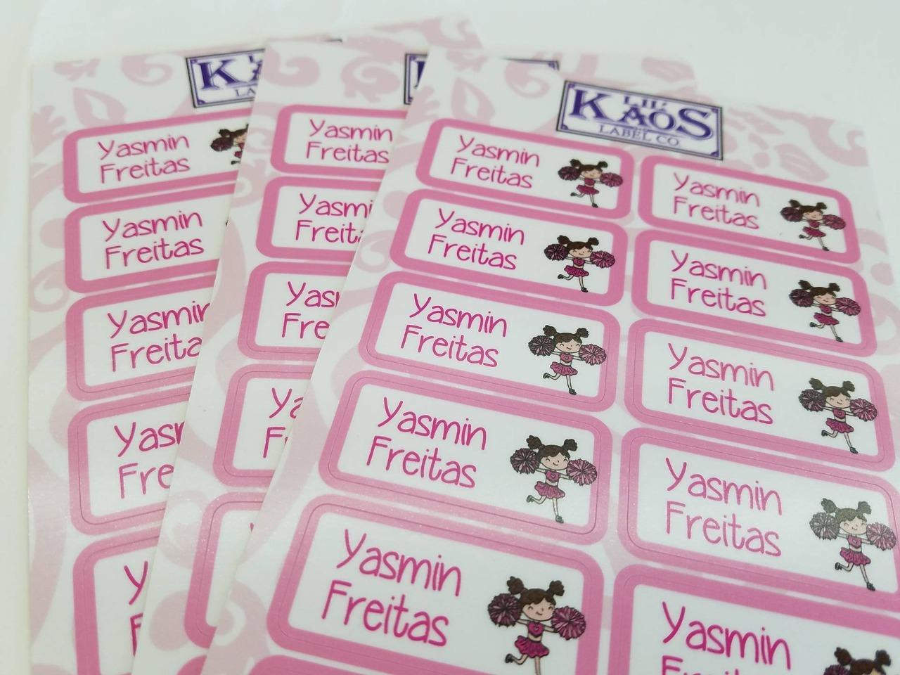 42 Personalized Waterproof Cheerleader Name Labels Sticker Kids School Shoe Book