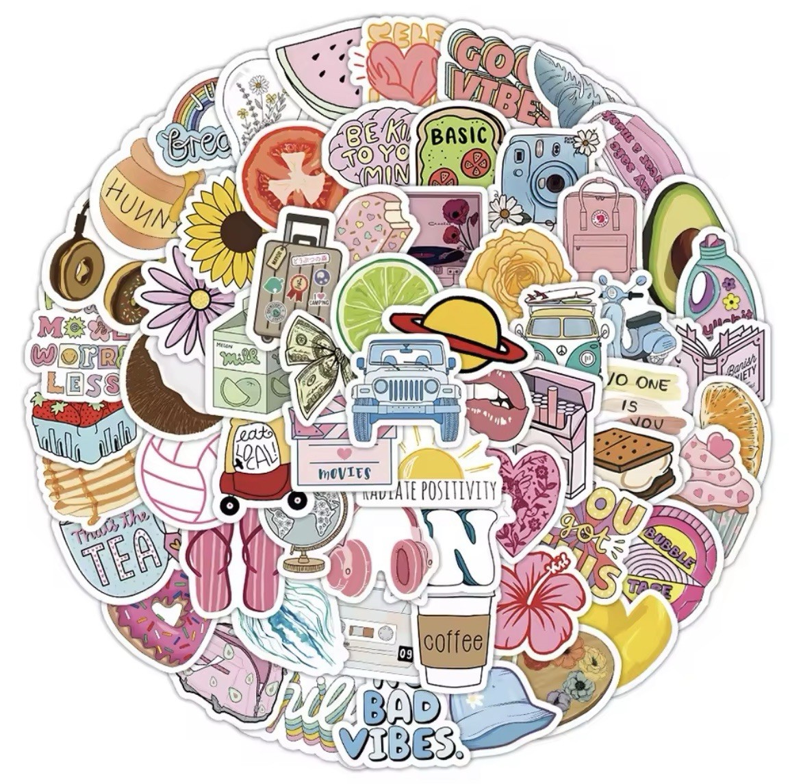 Girlie Summer Fun Style Stickers 100pc Fresh Fun Cartoon Stickers FREE SHIPPING