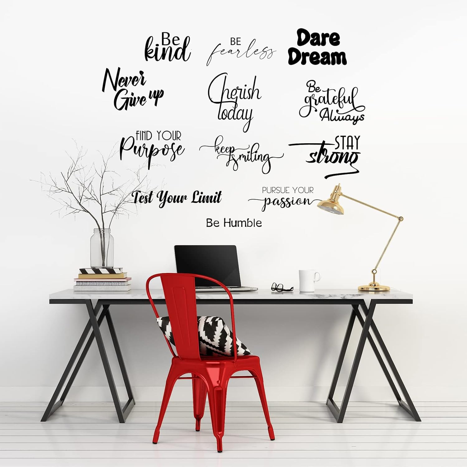 12 Pcs Inspirational Vinyl Wall Decals Motivational Quotes Stickers Large Peel a