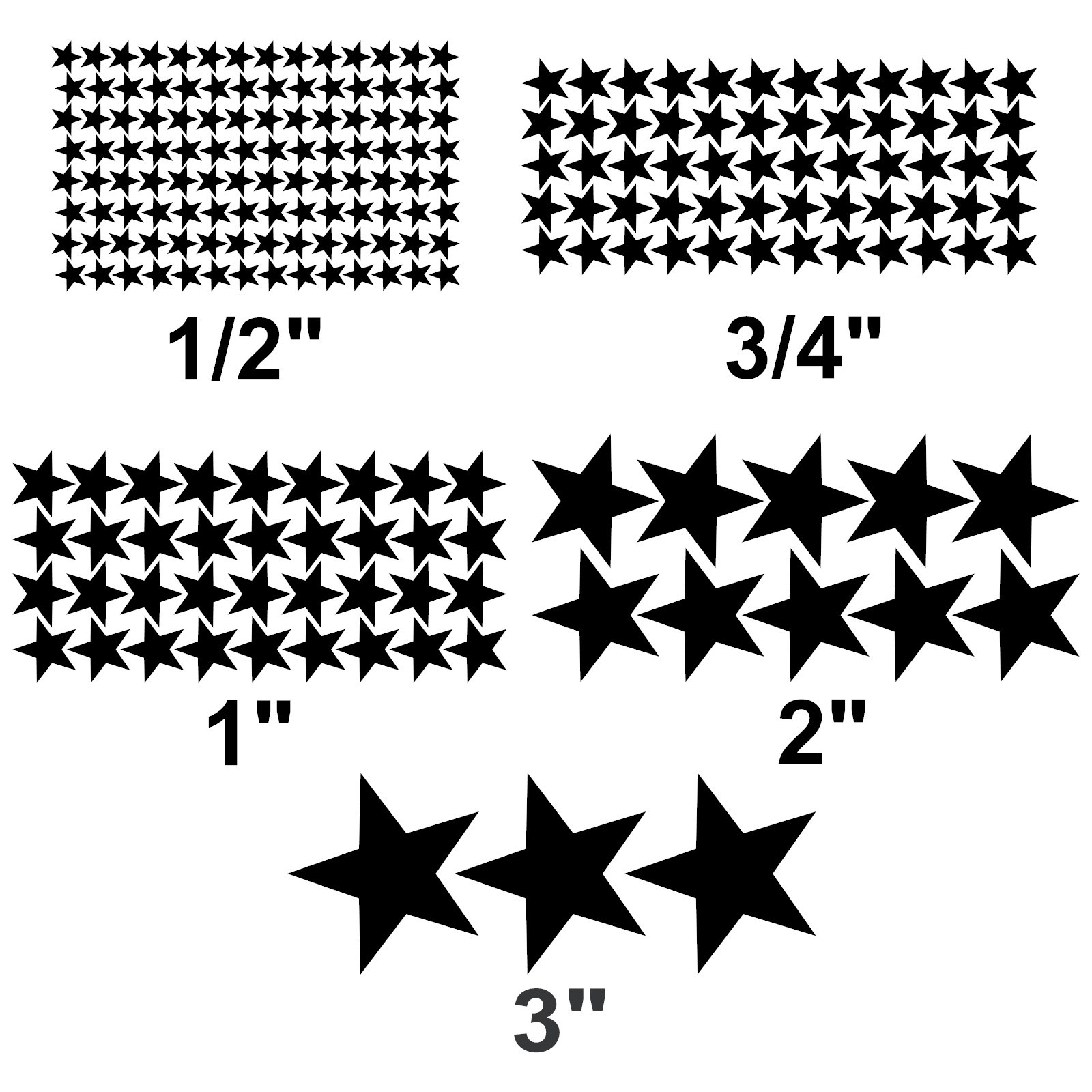 Star stickers Pick your size and color Removable indoor Matte vinyl wall decals.