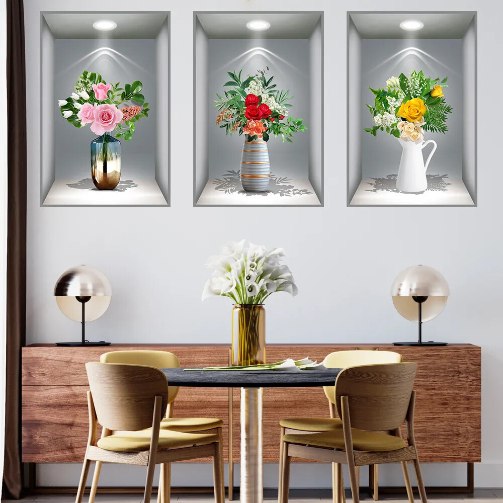 3D effect potted triptych posters hallway staircase decorative painting hotel…