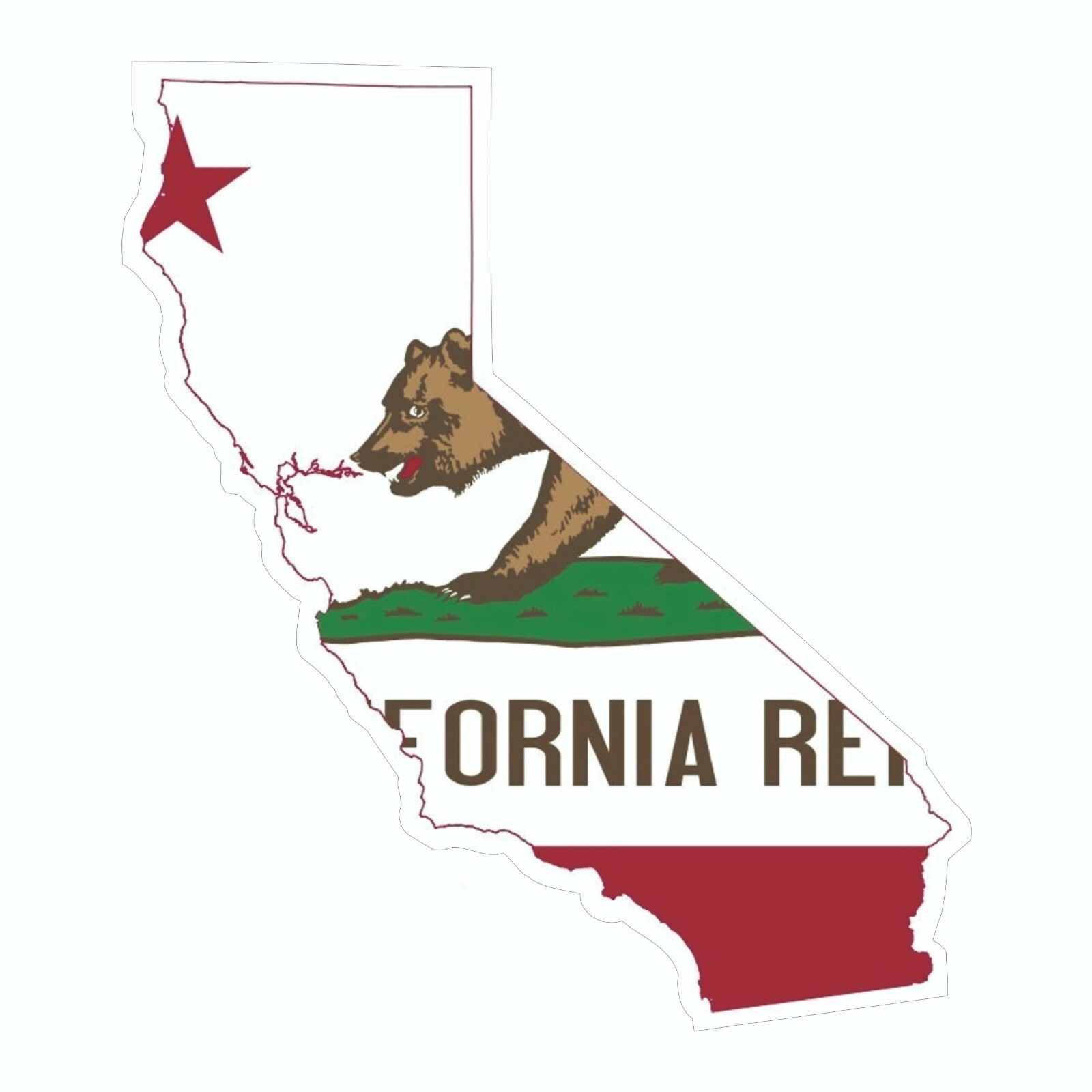 California State Map Outline with Flag Sticker, Decal, Vacation Sticker