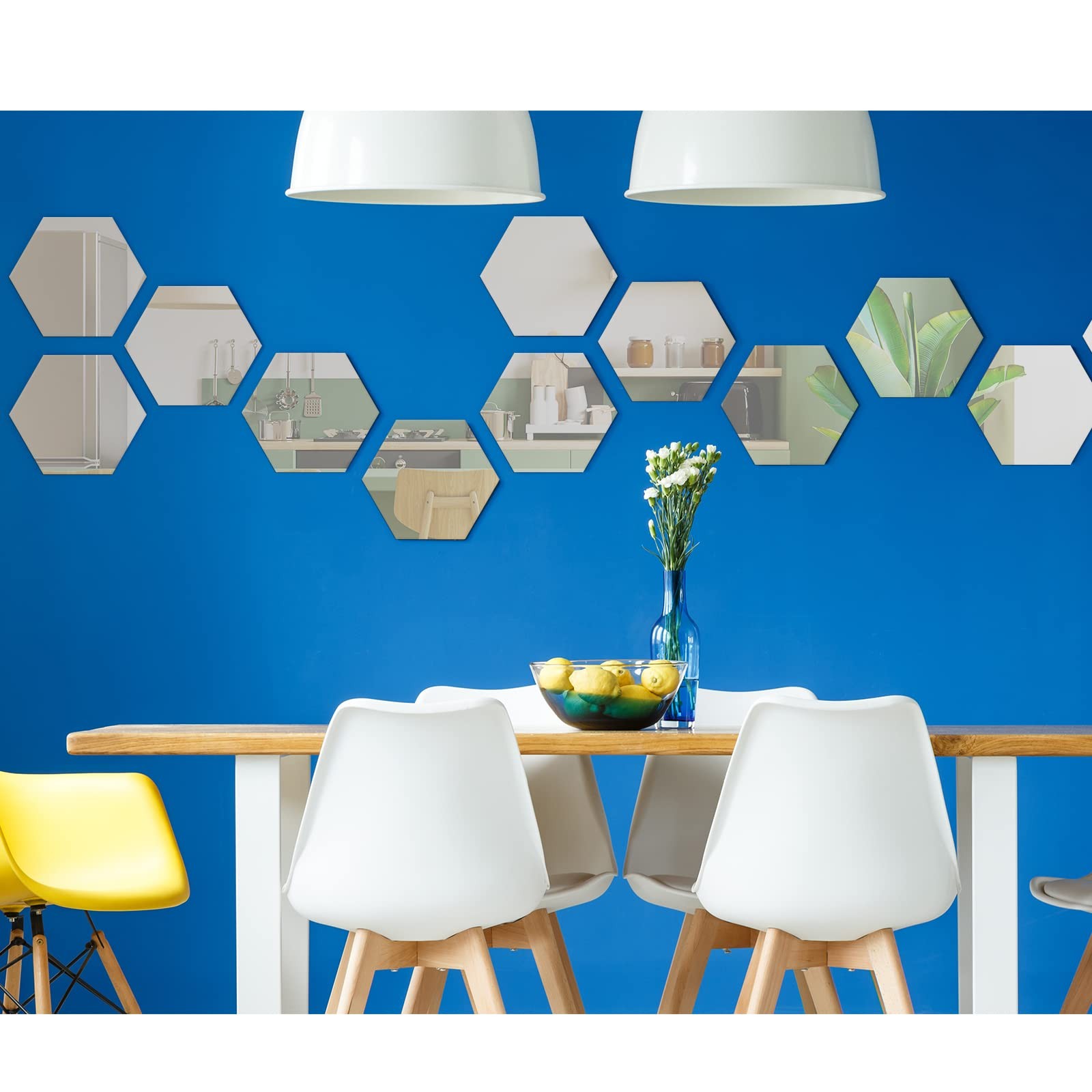 48 Piece Acrylic Hexagon Mirror Wall Stickers for DIY Home Decoration