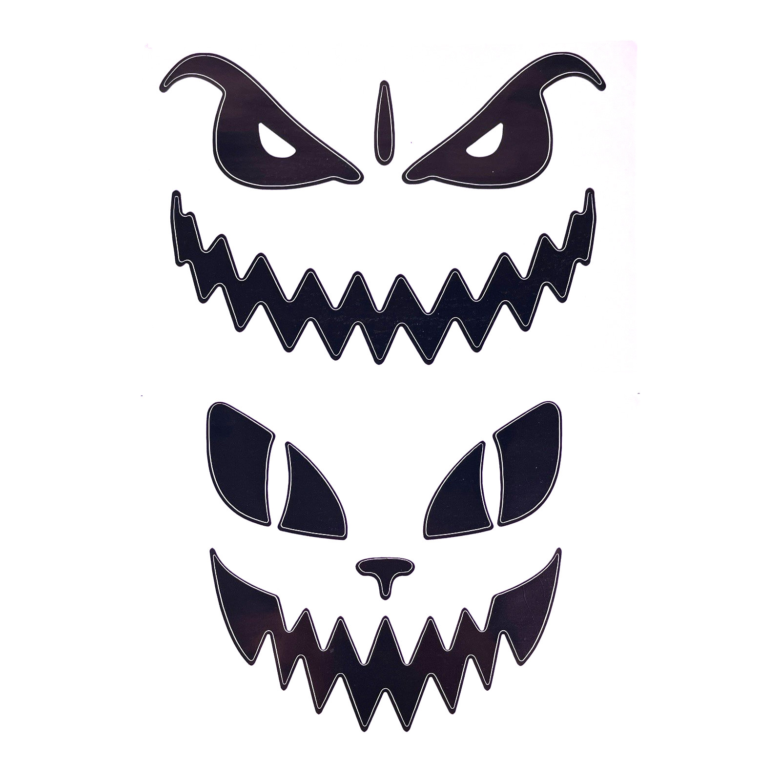 Halloween Pumpkin Faces XL 11.5"x7.5" Stickers Decal Sheet 10 Vinyl Spooky Faces
