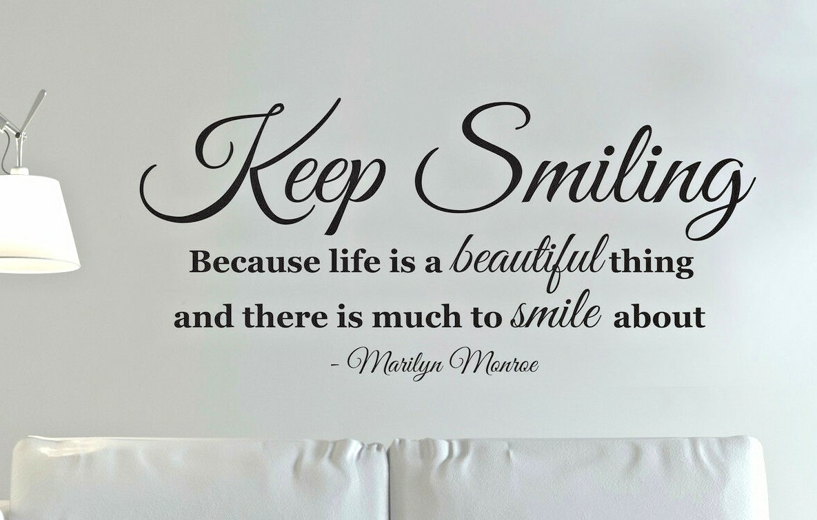 KEEP SMILING WALL STICKER MARILYN MONROE INSPIRATION CONTEMPORARY TRANSFER