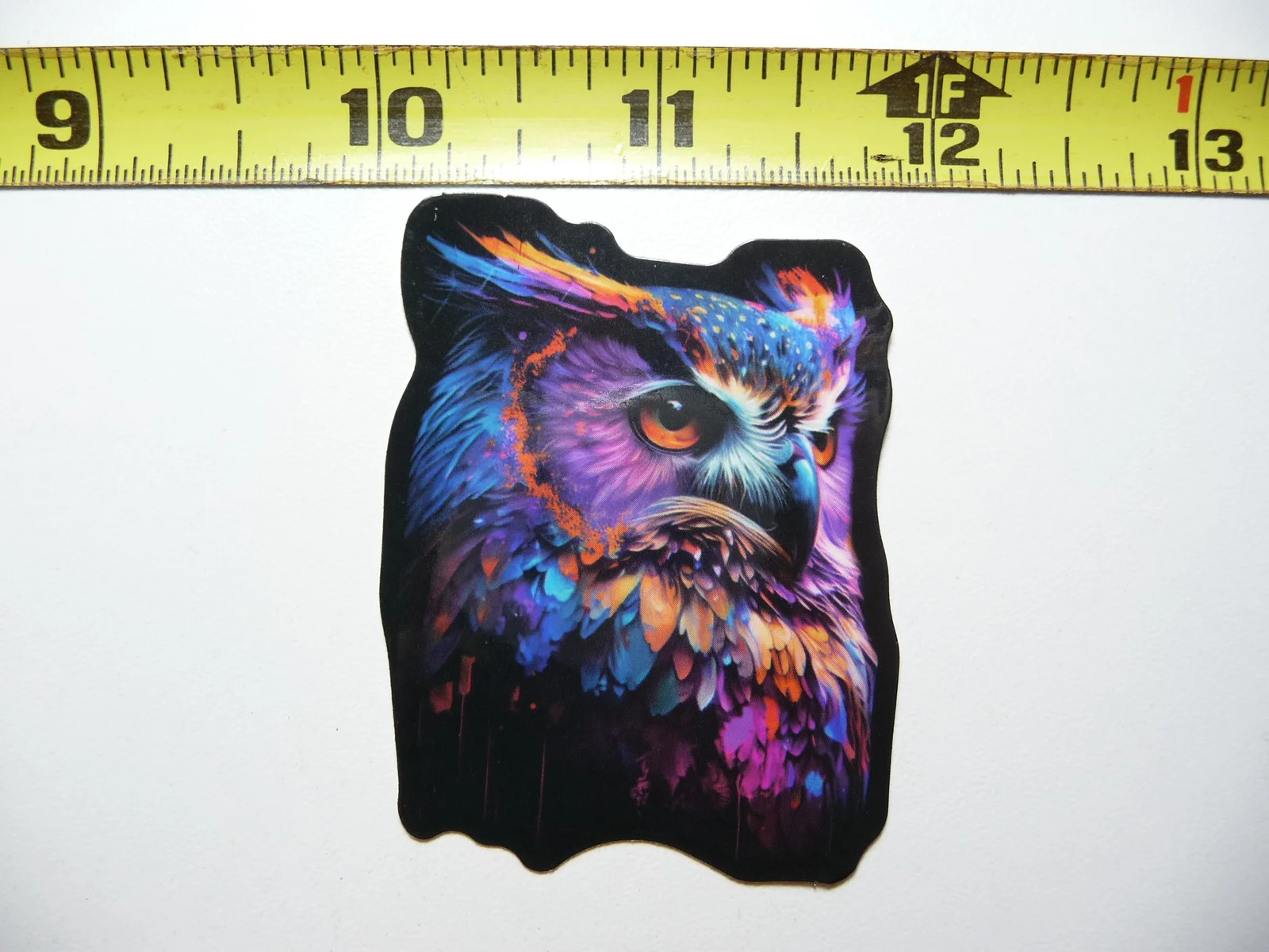 SPOTTED OWL SMALL STICKER DECAL BIRD FLIGHT VIBRANT MYSTICAL NEON COLORFUL